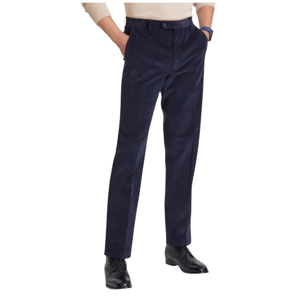 Tommy Hilfiger Mens Modern fit Dress Corduroy Pants 32W 30L‎ Navy Blue Solid